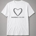 Baseball Is Life Stitched Heart Unisex T-Shirt - White