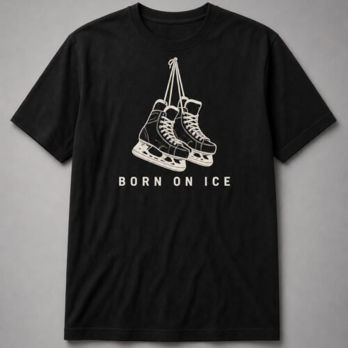 Born On Ice Hockey Skates Unisex T-Shirt - Black
